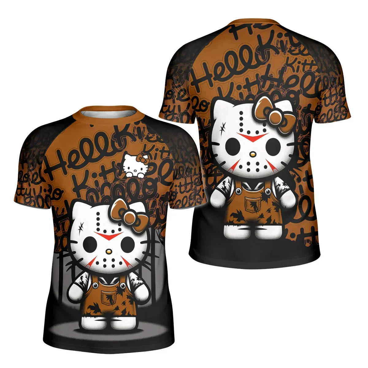 Jason Voorhees Kitty Brown Kids Rash Guard