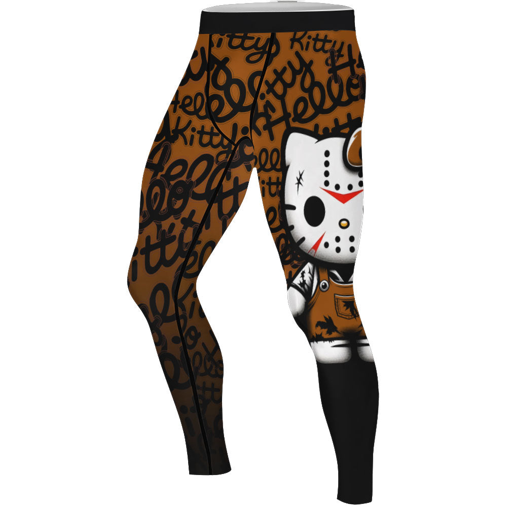 Jason Voorhees Kitty Brown Men's Compression Leggings