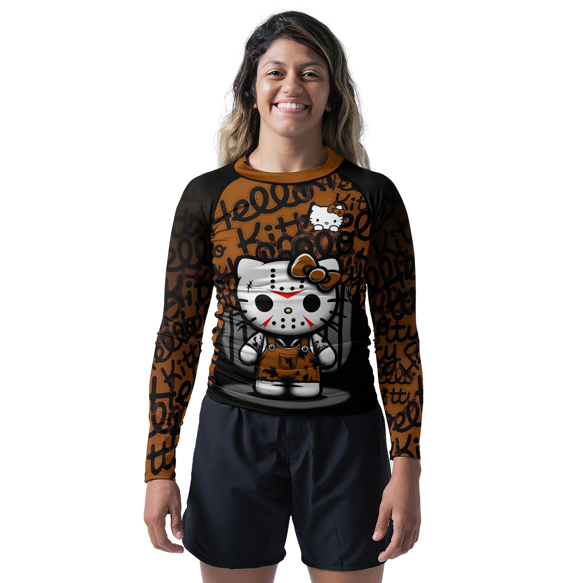 Jason Voorhees Kitty Brown Rash Guard