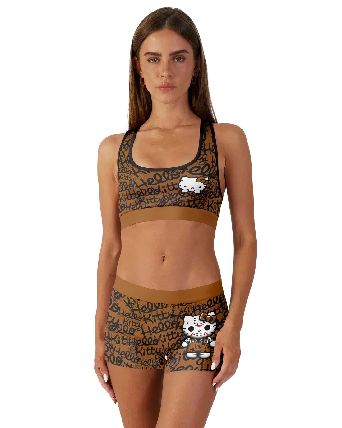 Jason Voorhees Kitty Brown Women's Workout Set