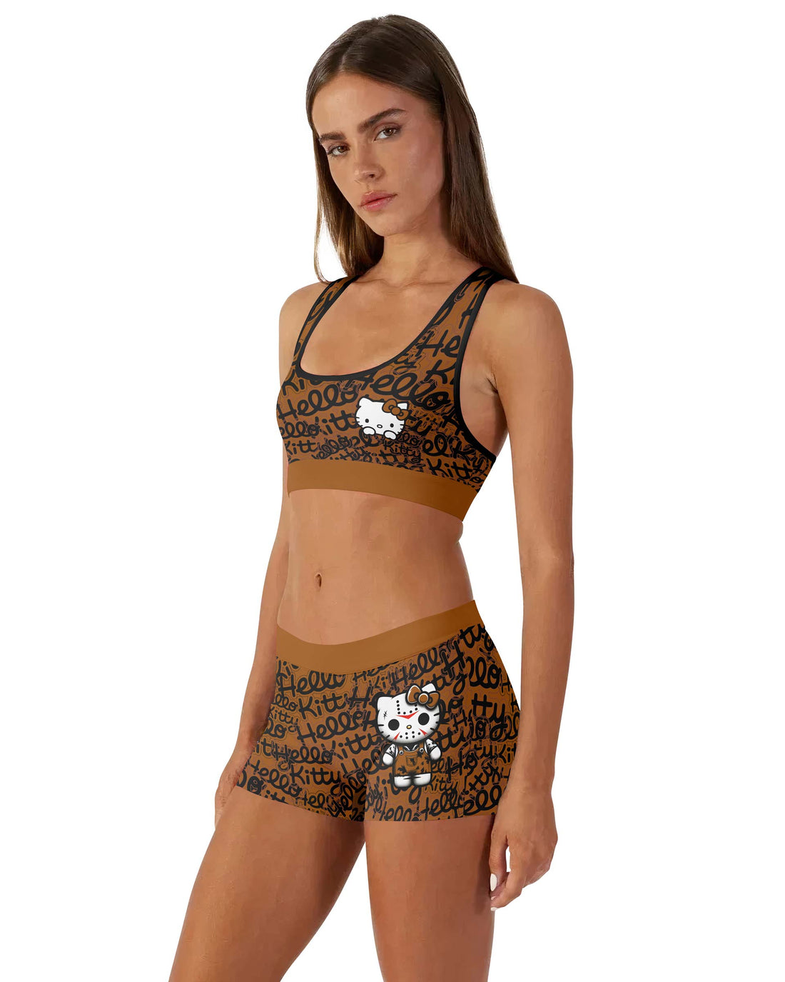 Jason Voorhees Kitty Brown Women's Workout Set
