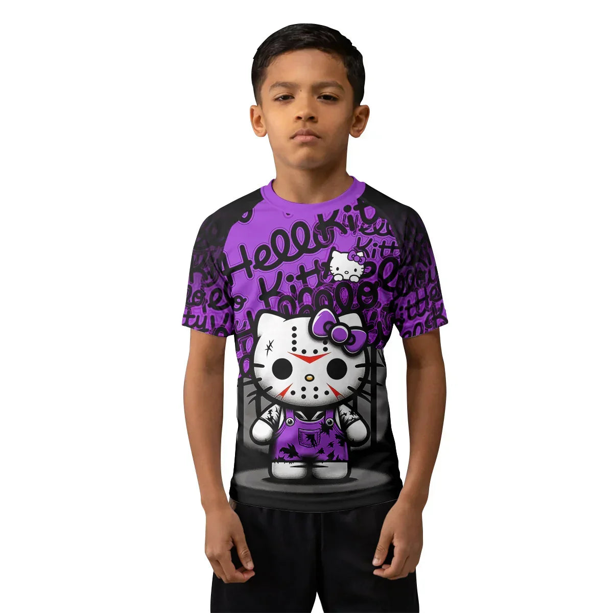 Jason Voorhees Kitty Purple Kids Rash Guard