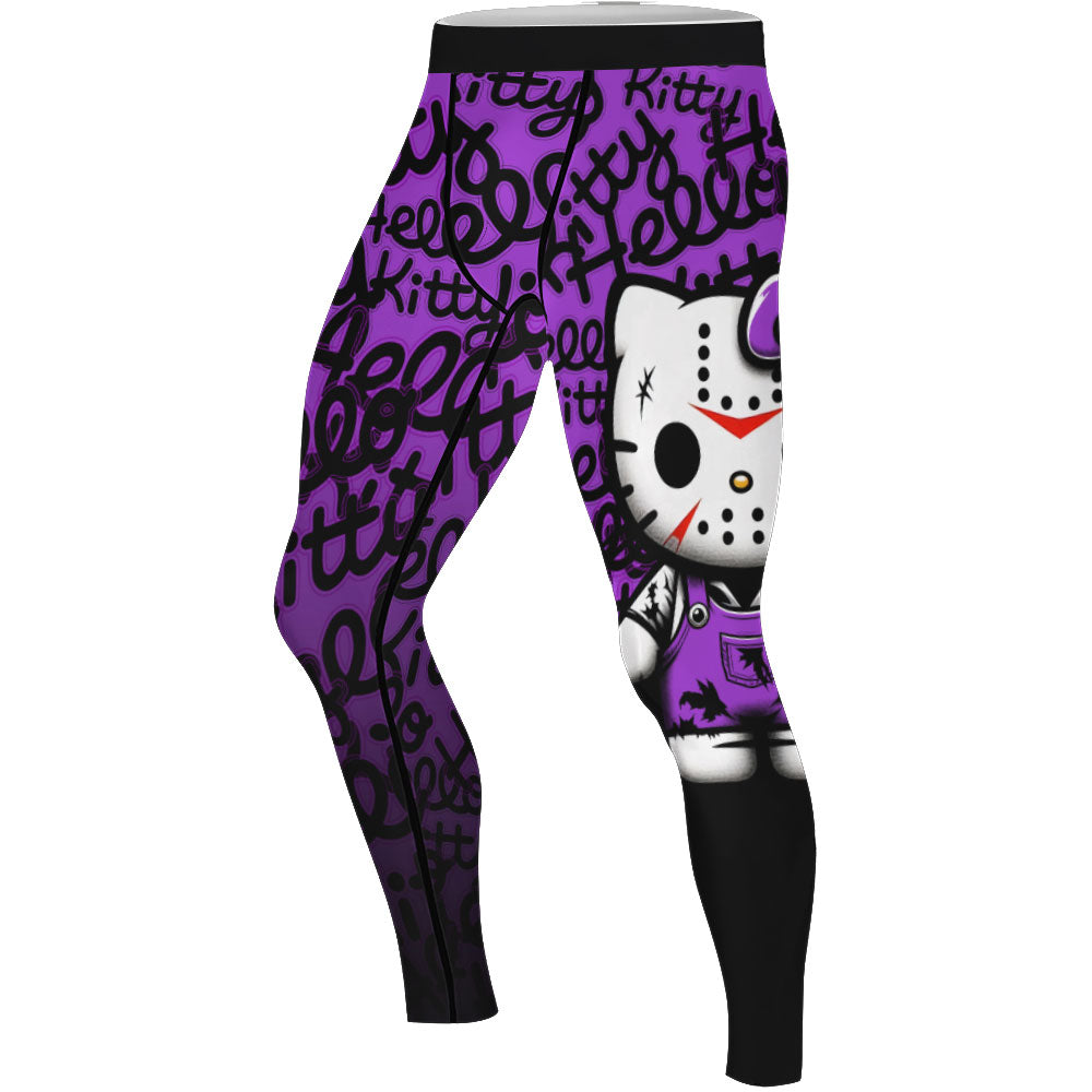 Jason Voorhees Kitty Purple Men's Compression Leggings