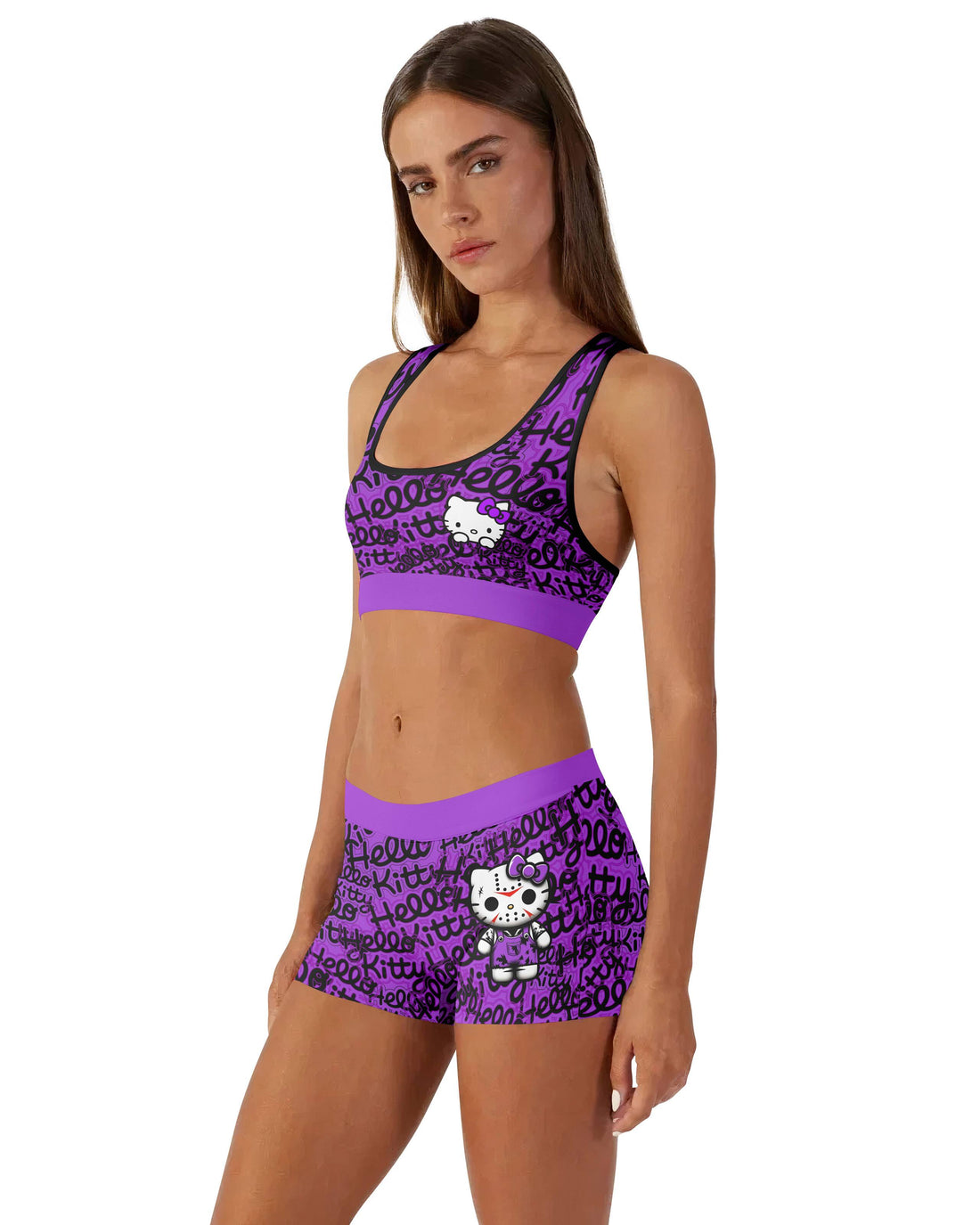 Jason Voorhees Kitty Purple Women's Workout Set