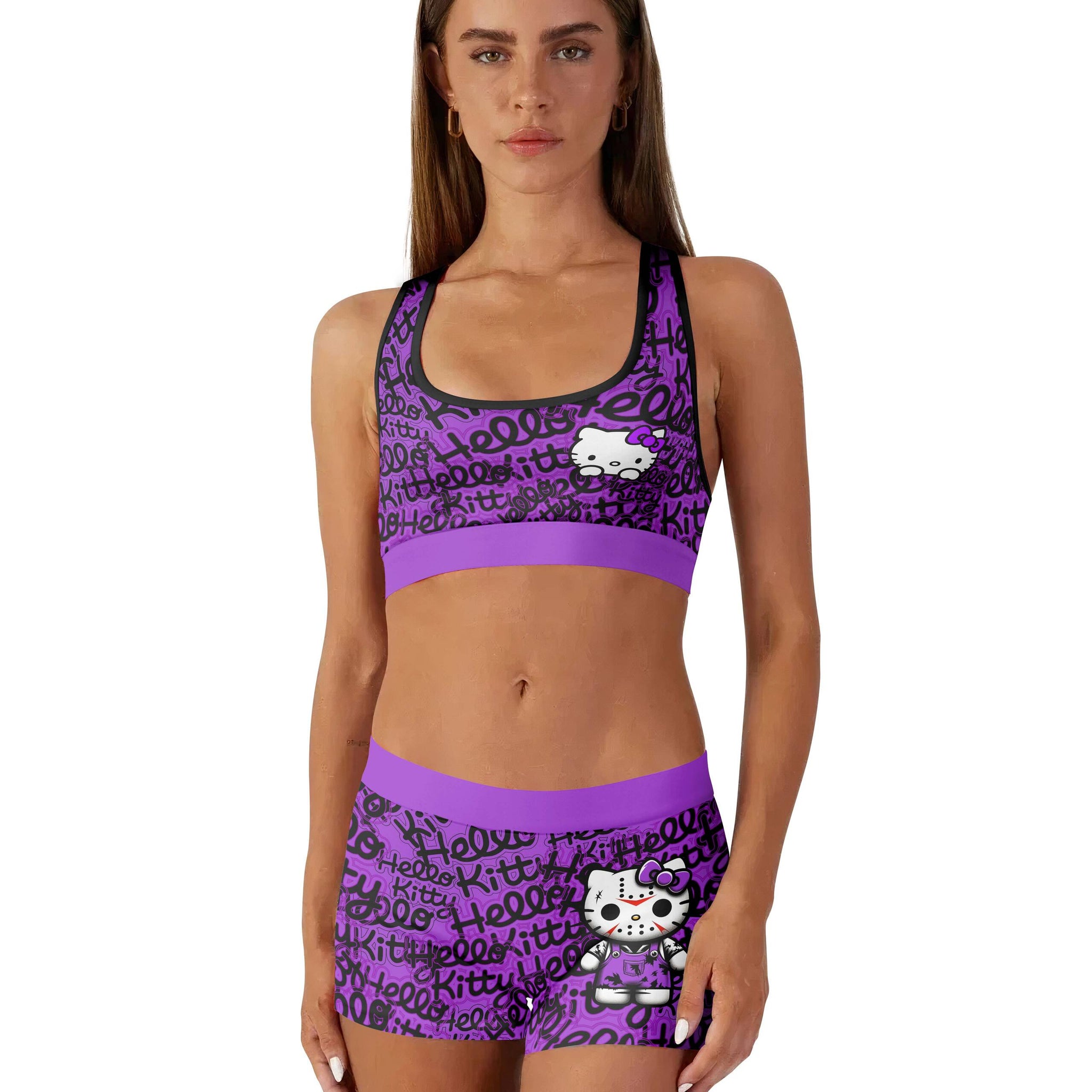 Jason Voorhees Kitty Purple Women's Workout Set