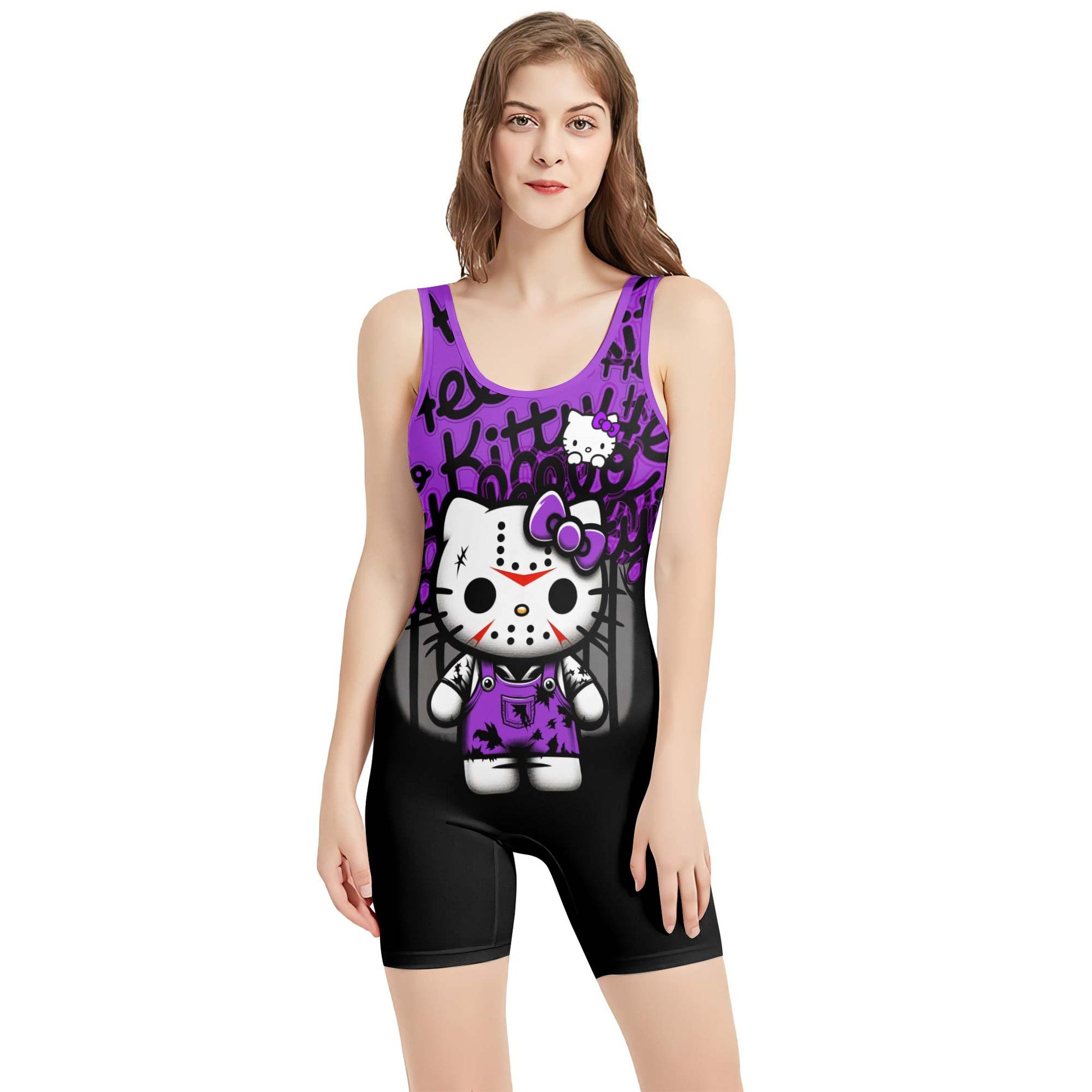 Jason Voorhees Kitty Purple Wrestling Singlet