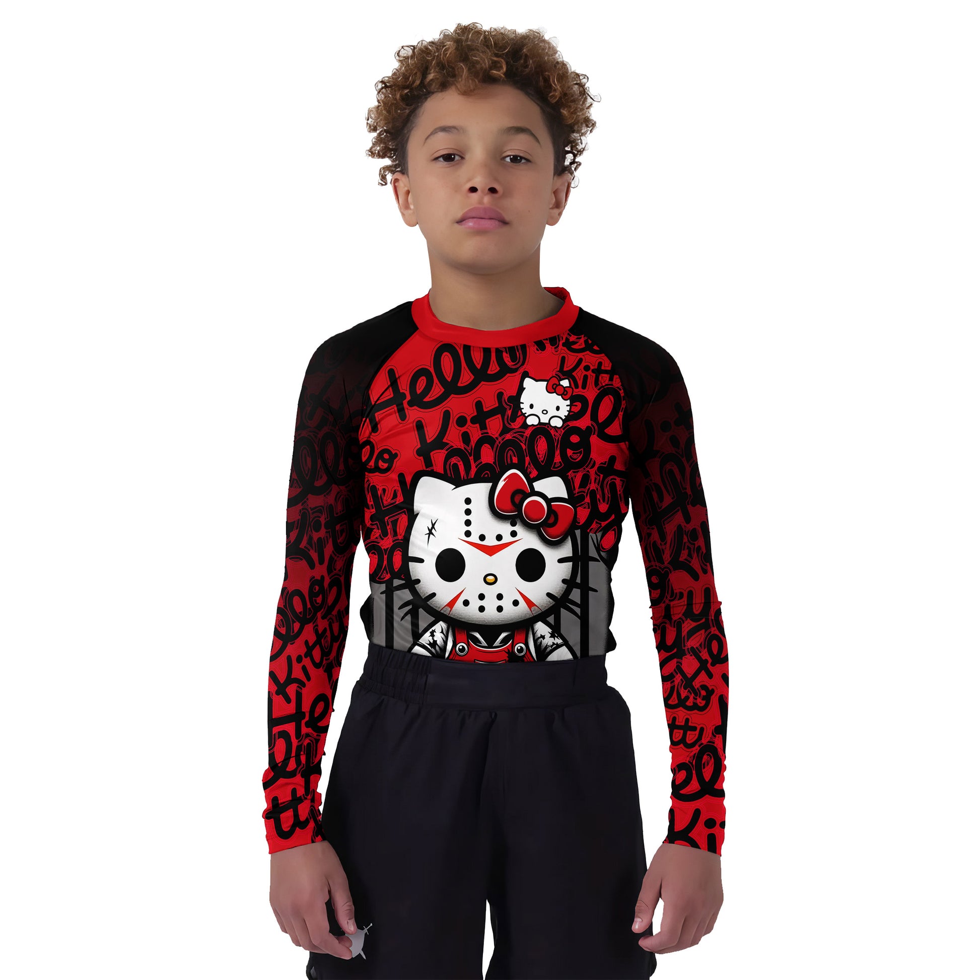 Jason Voorhees Kitty Red Kids Rash Guard