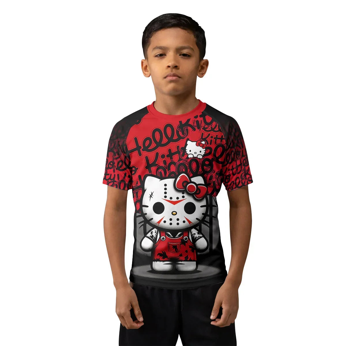 Jason Voorhees Kitty Red Kids Rash Guard