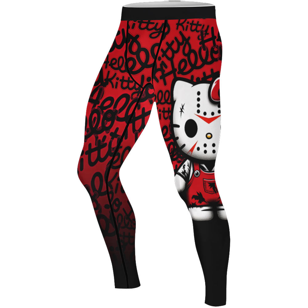 Jason Voorhees Kitty Red Men's Compression Leggings