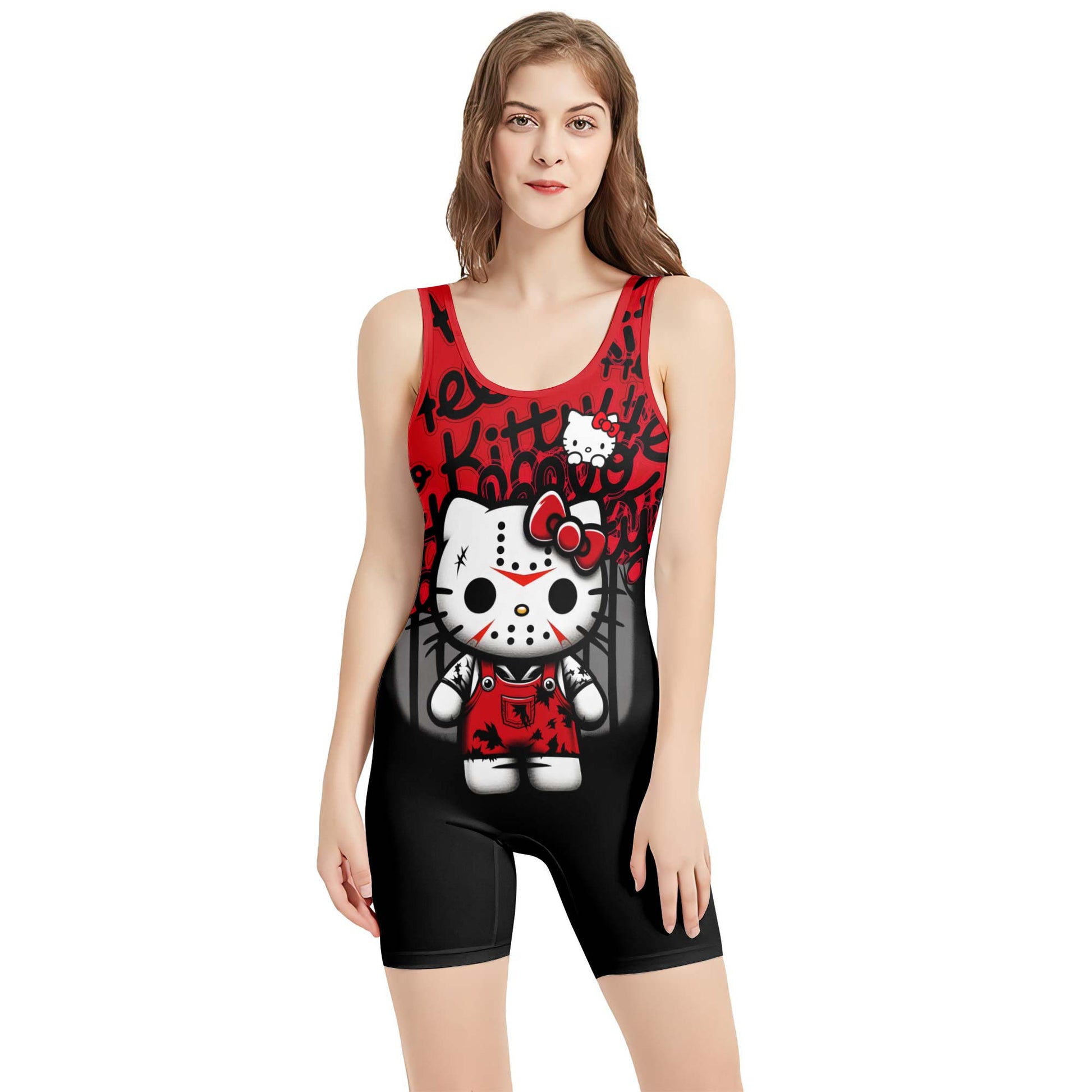 Jason Voorhees Kitty Red Wrestling Singlet