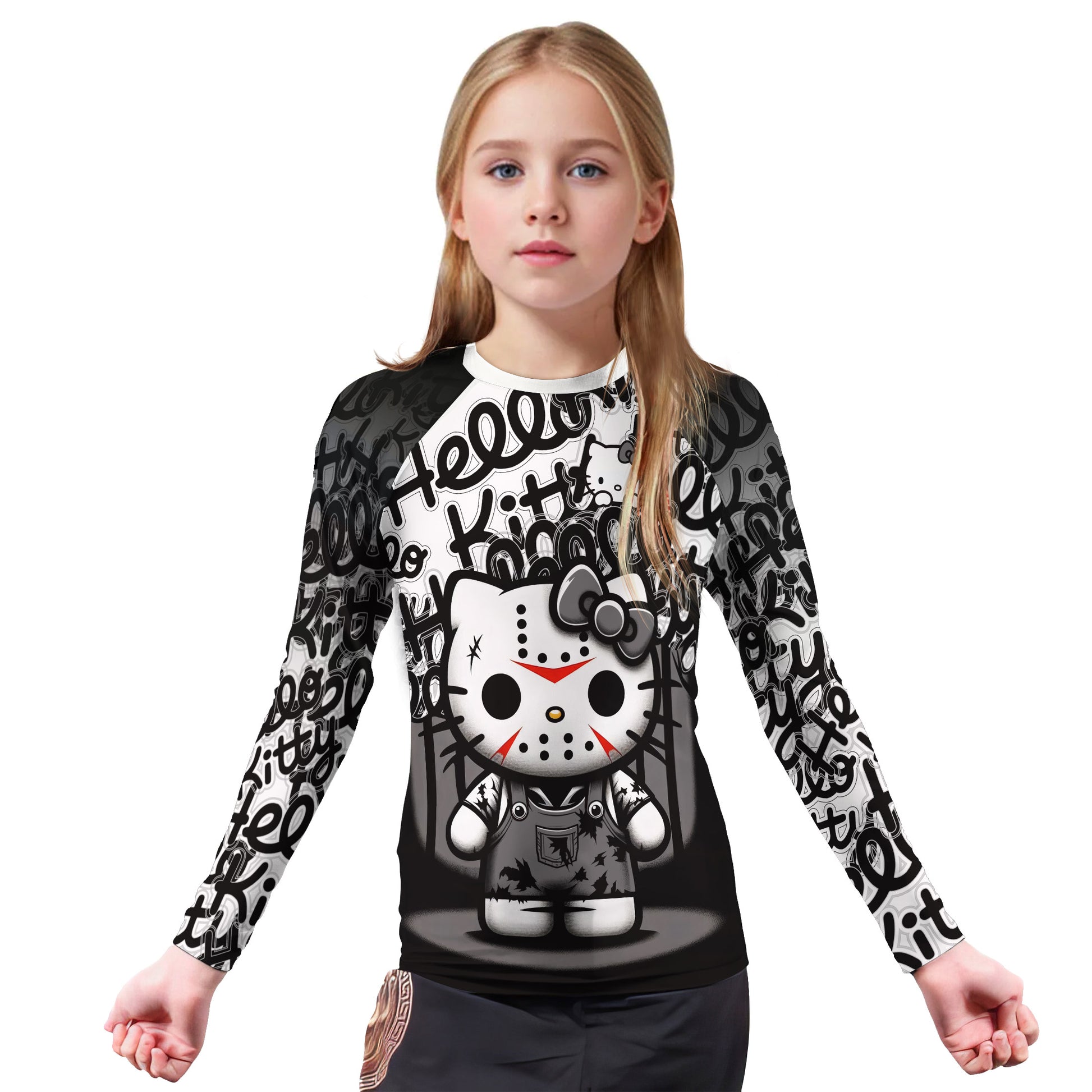 Jason Voorhees Kitty White Kids Rash Guard