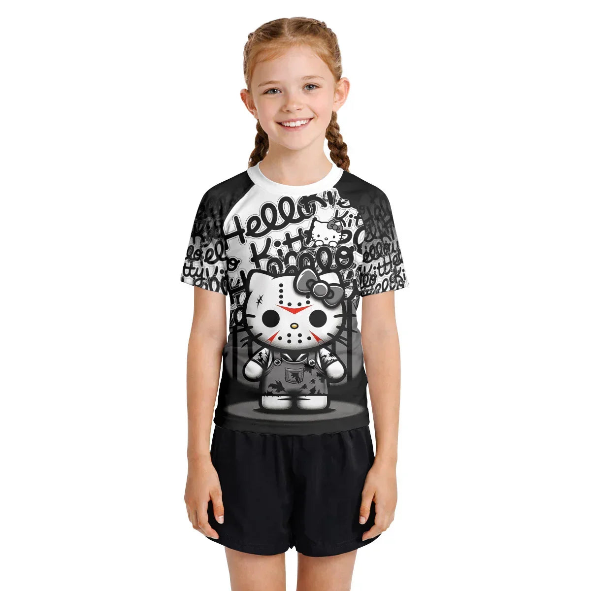 Jason Voorhees Kitty White Kids Rash Guard