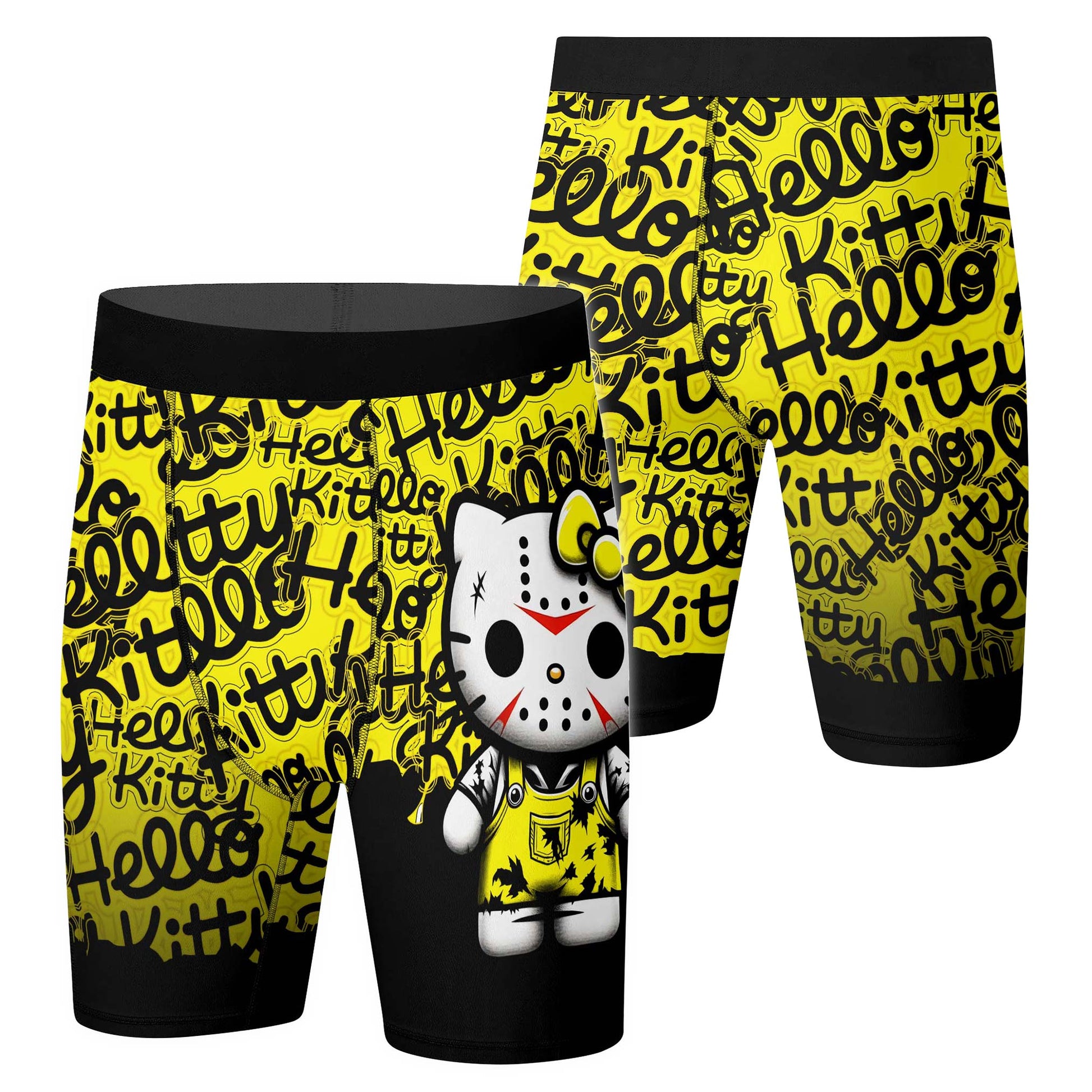 Jason Voorhees Kitty Yellow Compression Shorts