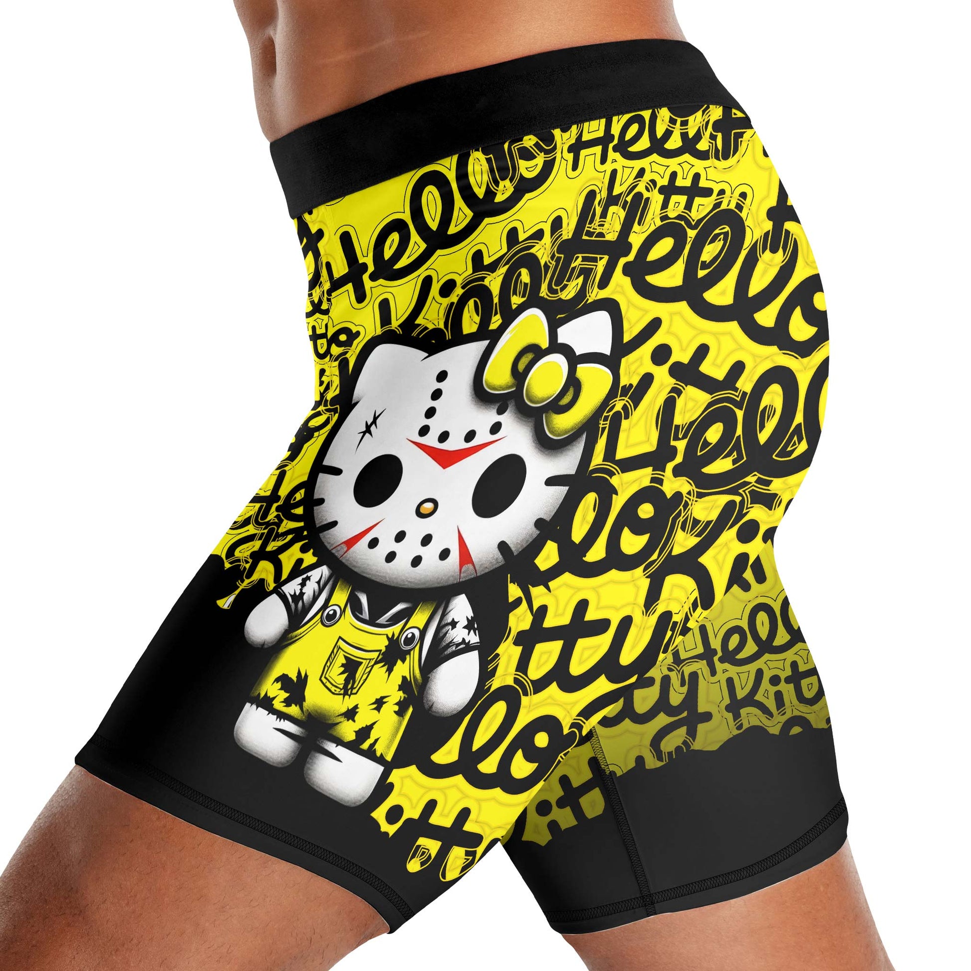 Jason Voorhees Kitty Yellow Compression Shorts