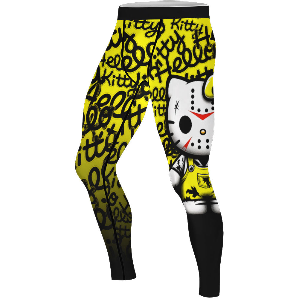 Jason Voorhees Kitty Yellow Men's Compression Leggings