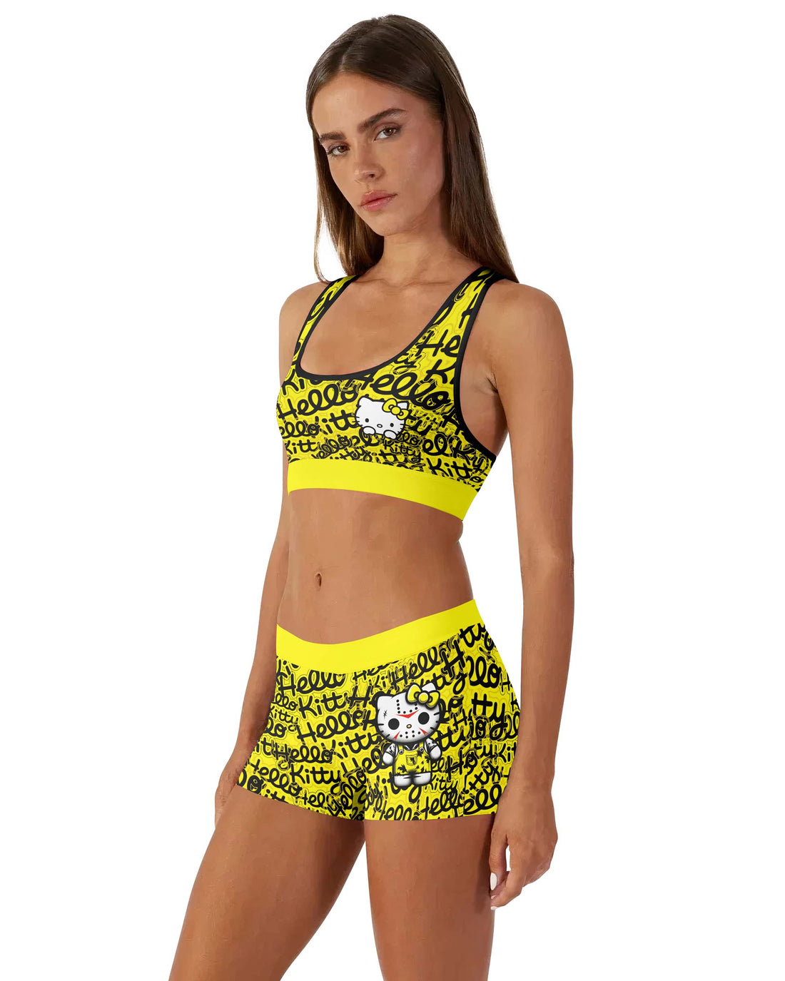 Jason Voorhees Kitty Yellow Women's Workout Set