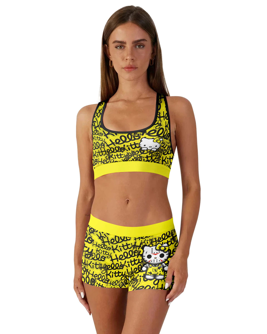 Jason Voorhees Kitty Yellow Women's Workout Set