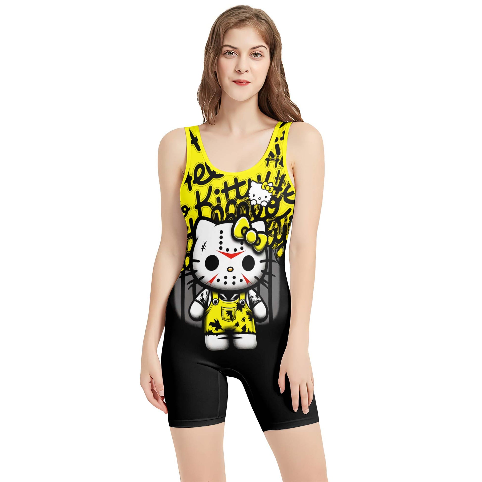 Jason Voorhees Kitty Yellow Wrestling Singlet