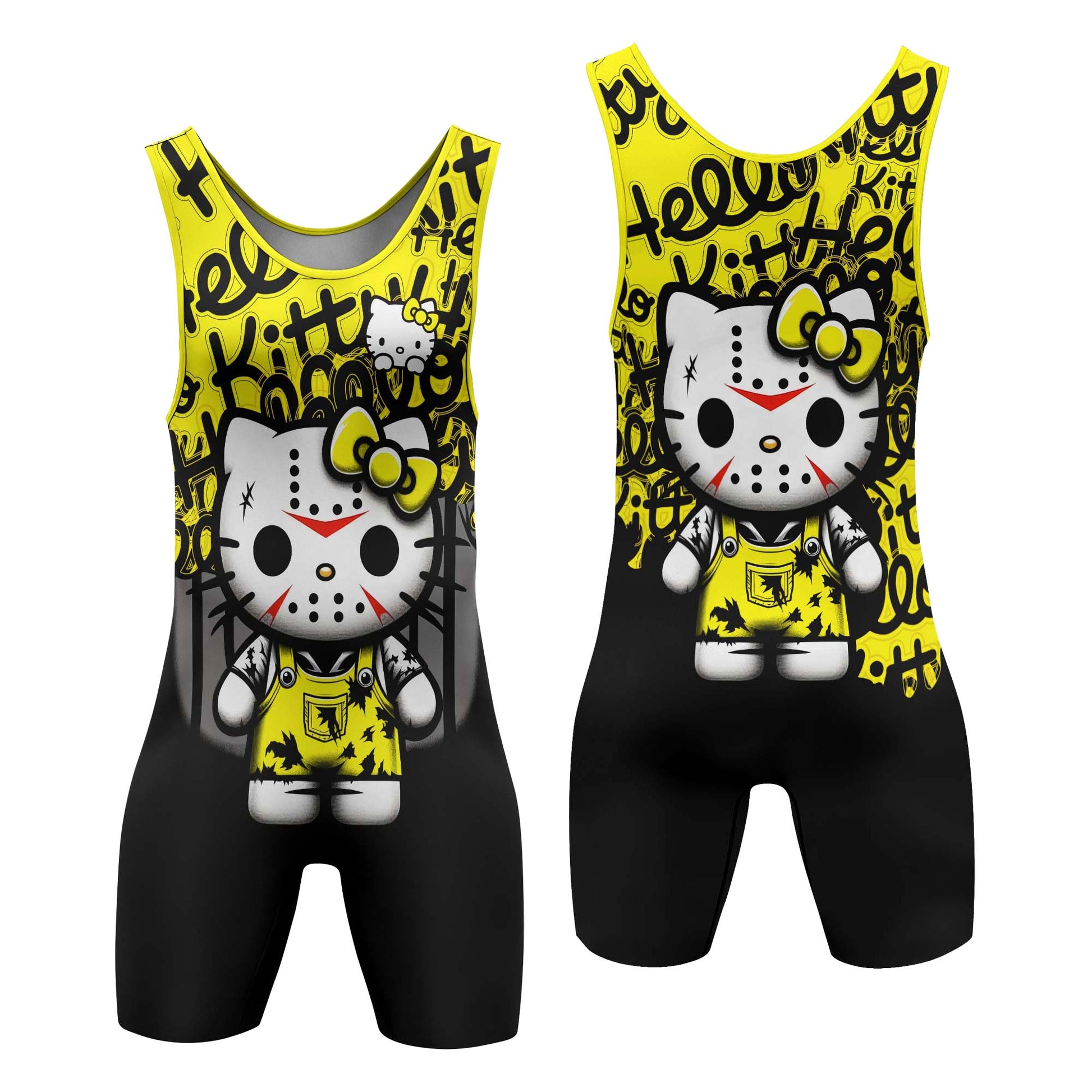 Jason Voorhees Kitty Yellow Wrestling Singlet