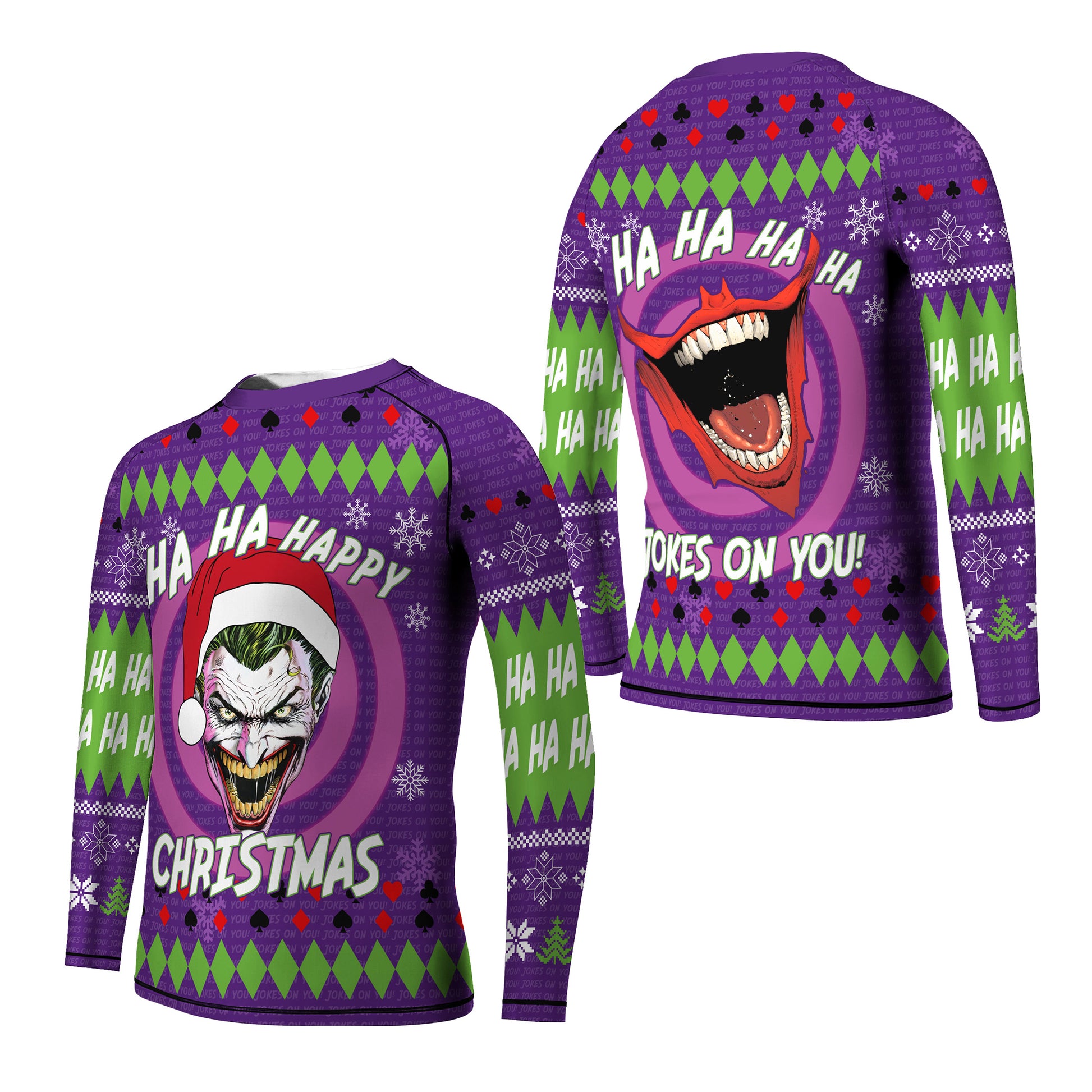 Joker Jokes on You Christmas Kids Rash Guard