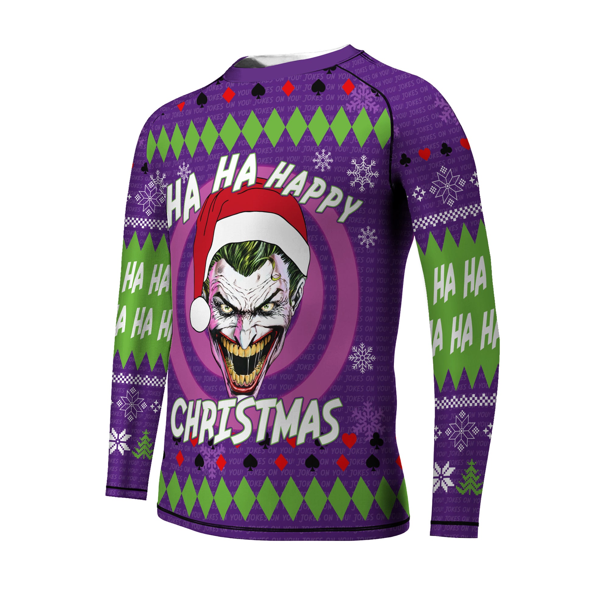 Joker Jokes on You Christmas Kids Rash Guard