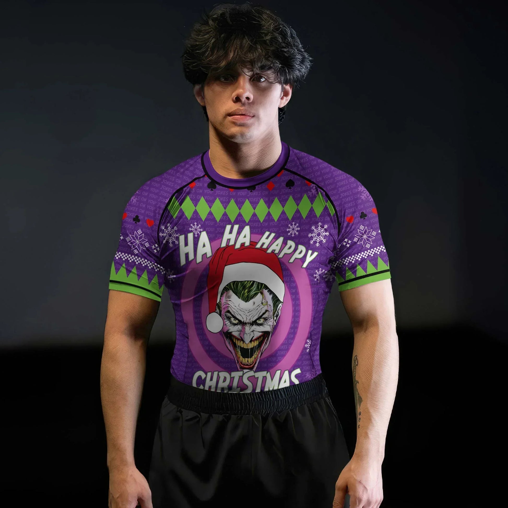 Joker Jokes on You Christmas Rash Guard