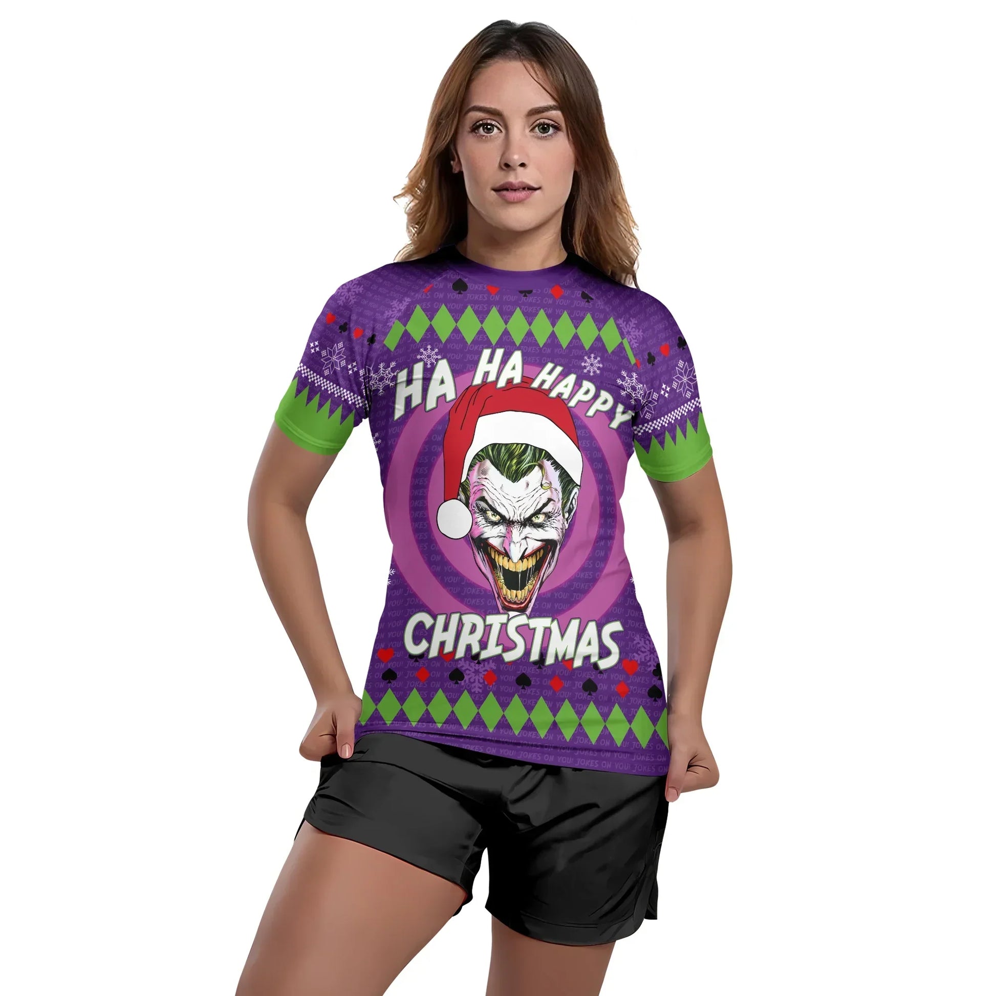 Joker Jokes on You Christmas Rash Guard