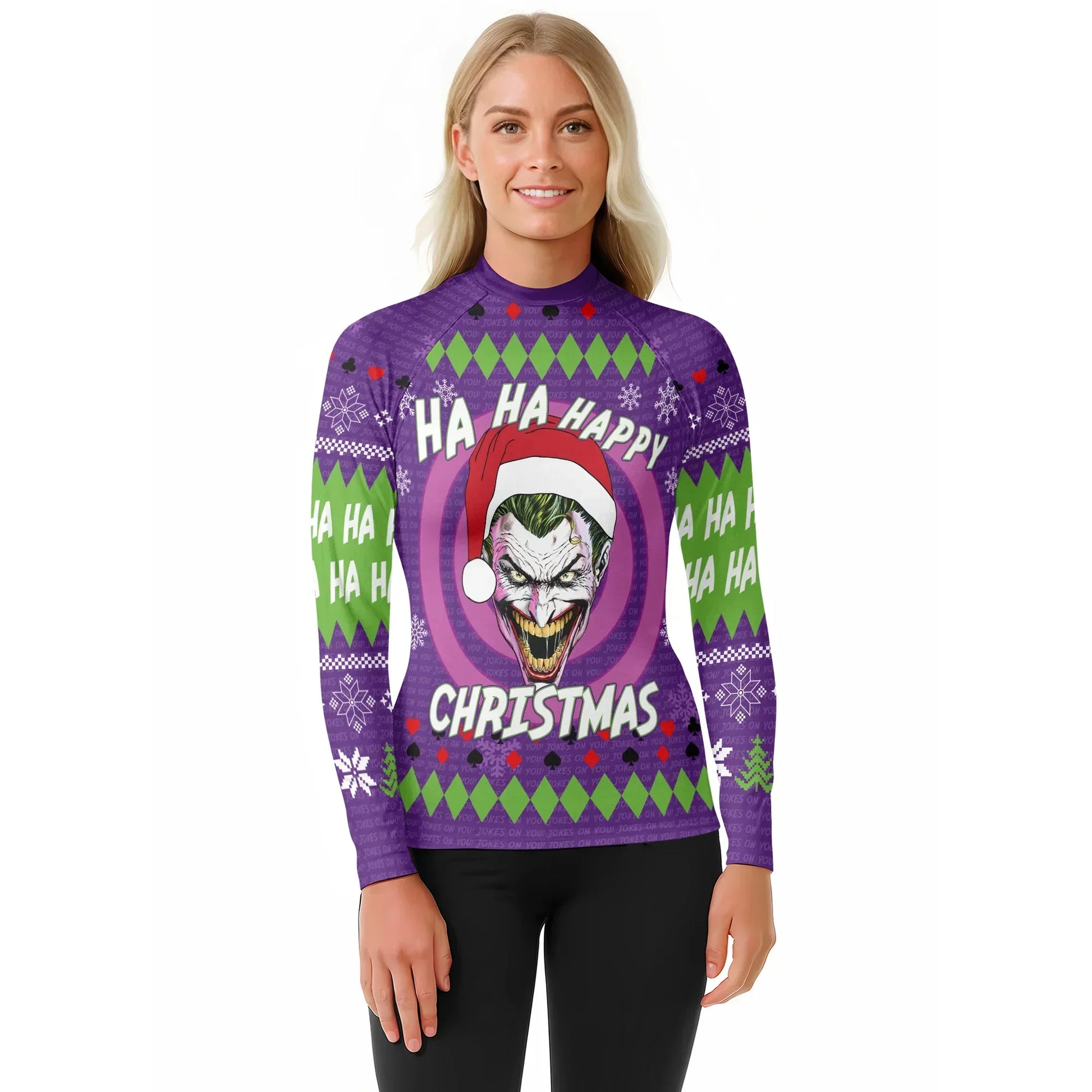 Joker Jokes on You Christmas Rash Guard