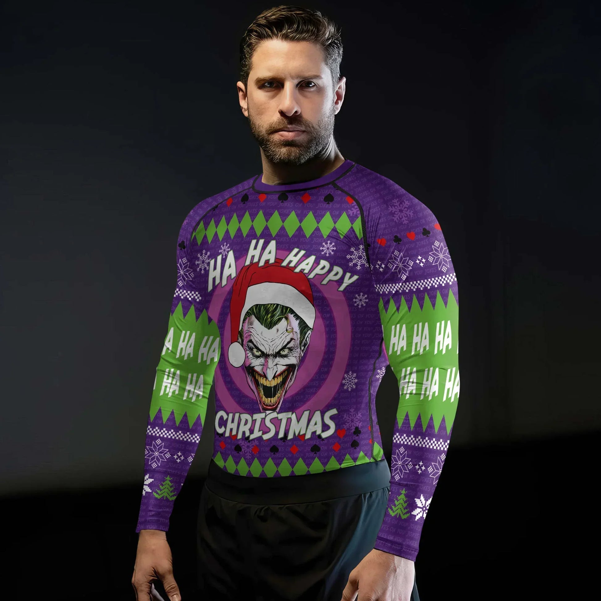 Joker Jokes on You Christmas Rash Guard