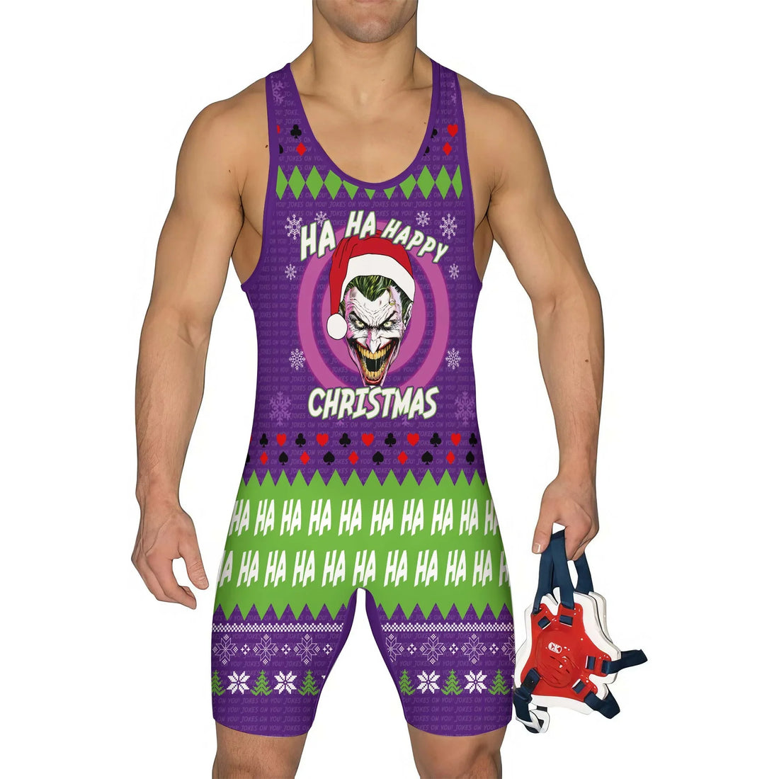Joker Jokes on You Christmas Wrestling Singlet