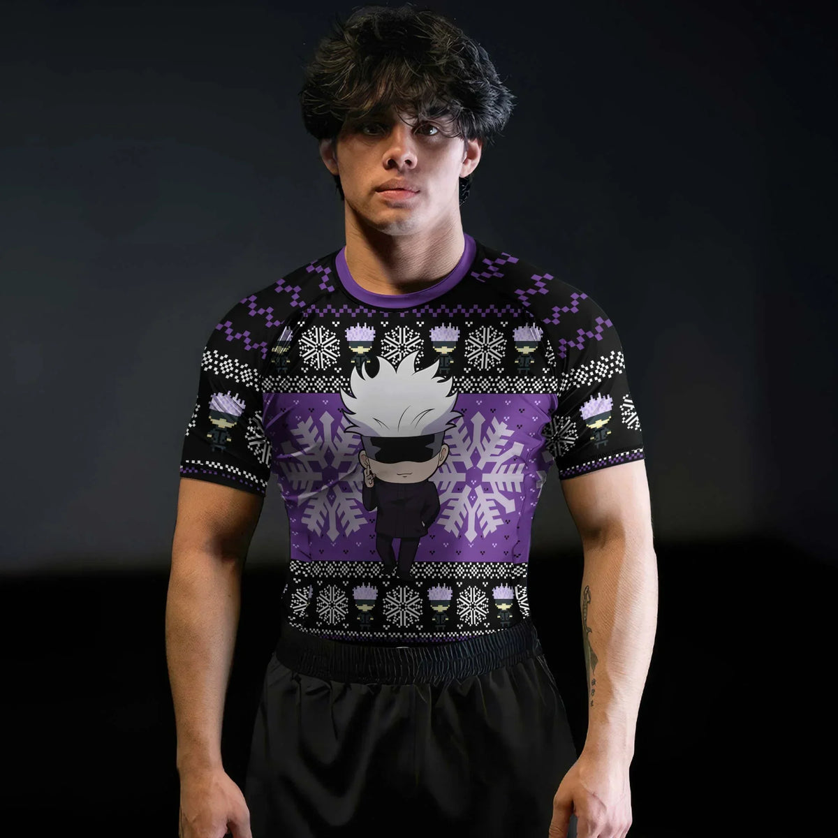 Jujutsu Kaisen Gojo Christmas Rash Guard | Athletic Performance Gear