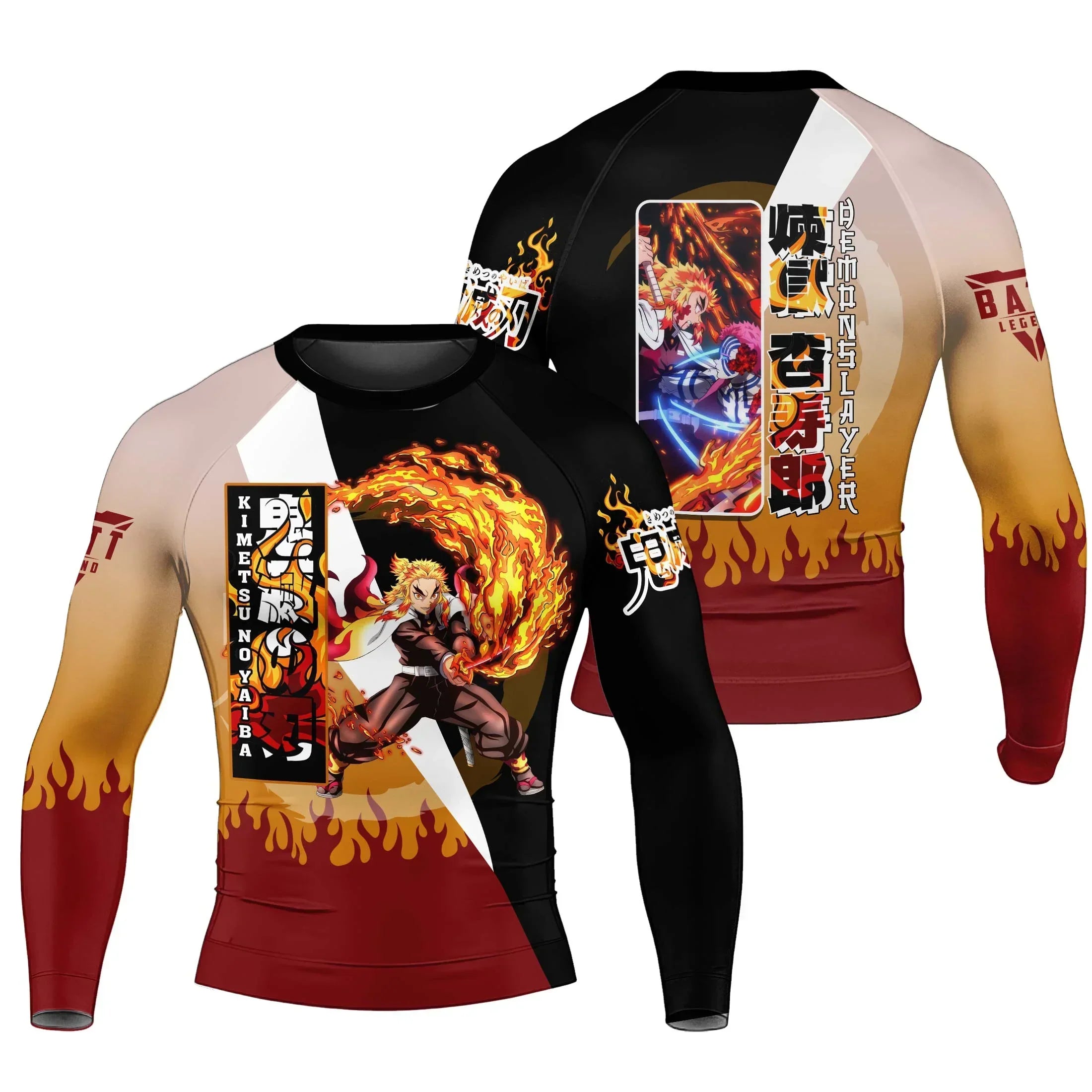 Kimetsu No Yaiba Rengoku Kyojuro Rash Guard for MMA & Fitness