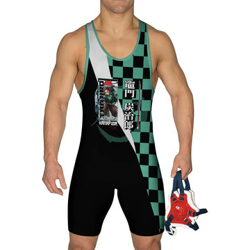 Kimetsu no Yaiba Tanjiro Hinokami Kagura Wrestling Singlet