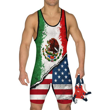 Mexico America Wrestling Singlet