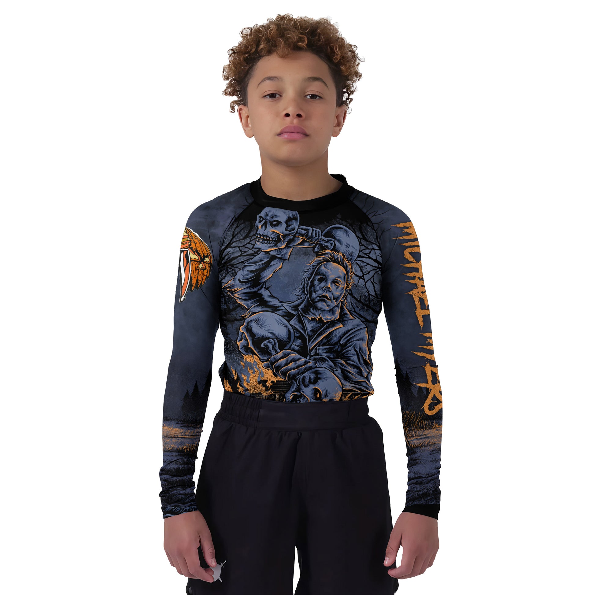 Michael Myer Skull Dumbbell Kids Rash Guard