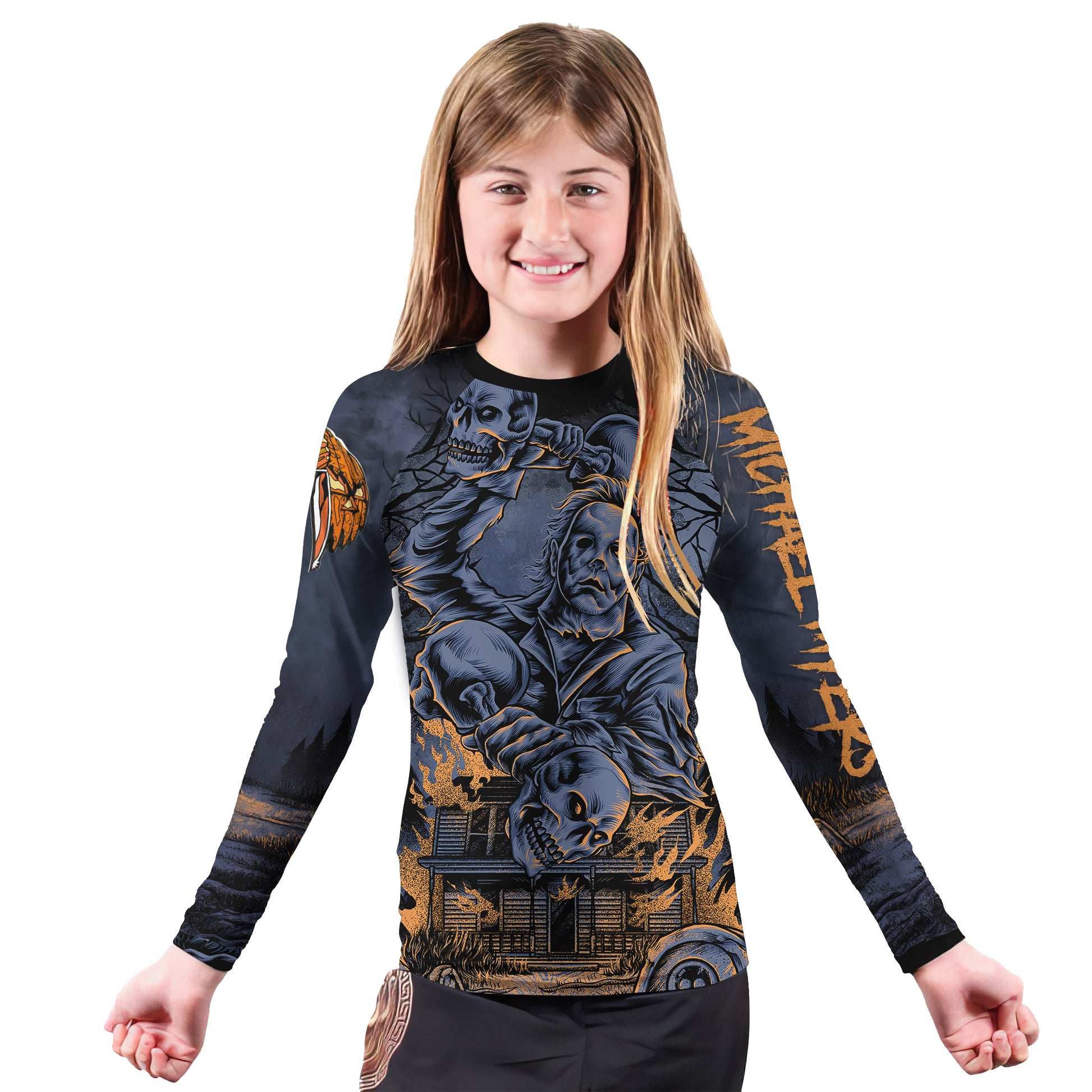 Michael Myer Skull Dumbbell Kids Rash Guard