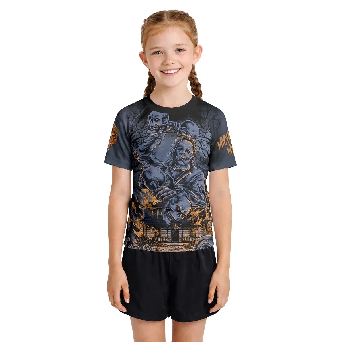 Michael Myer Skull Dumbbell Kids Rash Guard