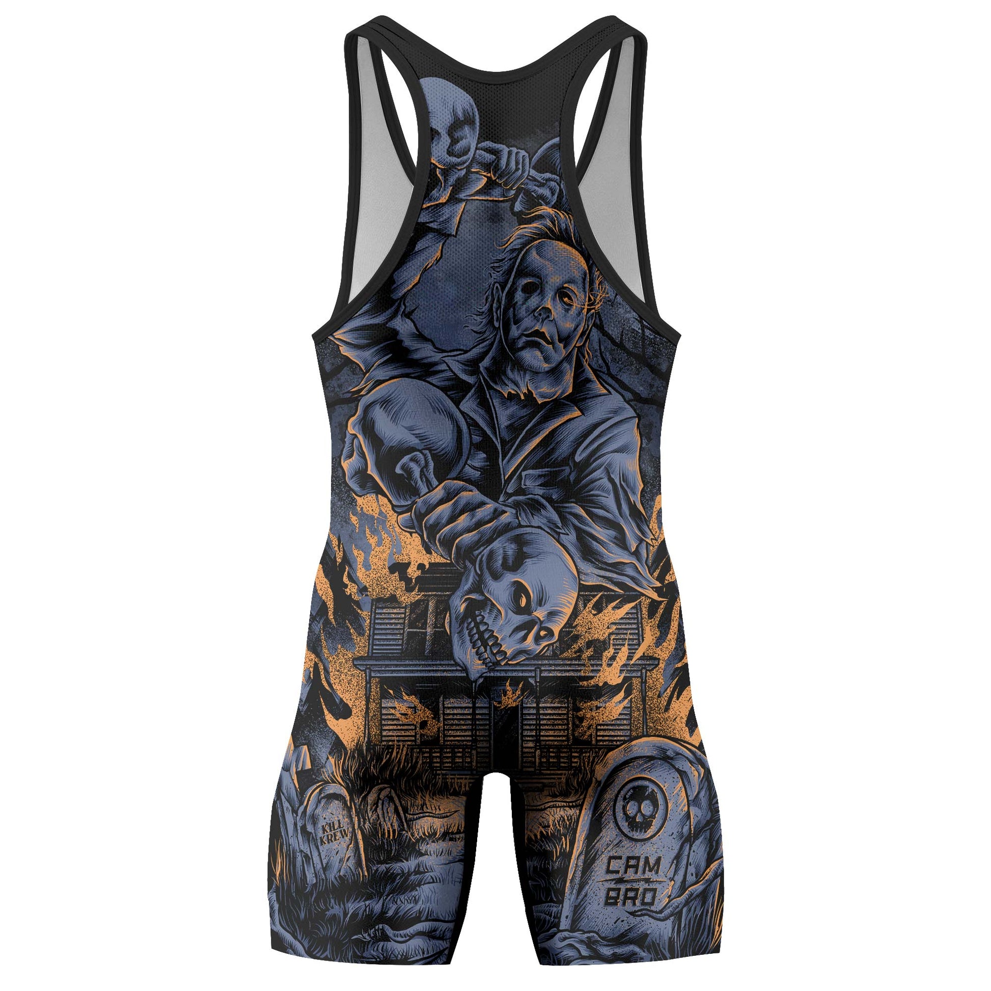 Michael Myer Skull Dumbbell Wrestling Singlet