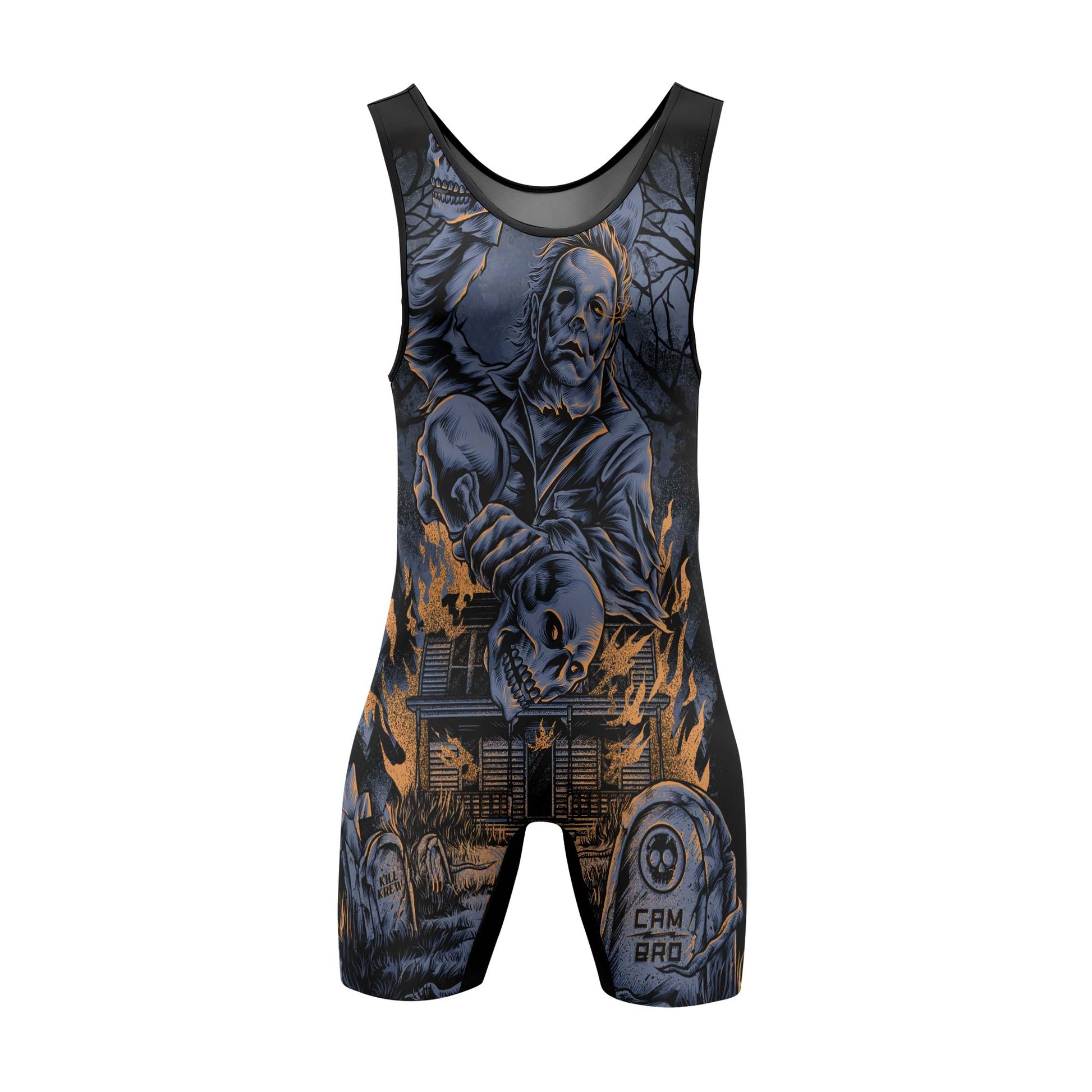 Michael Myer Skull Dumbbell Wrestling Singlet