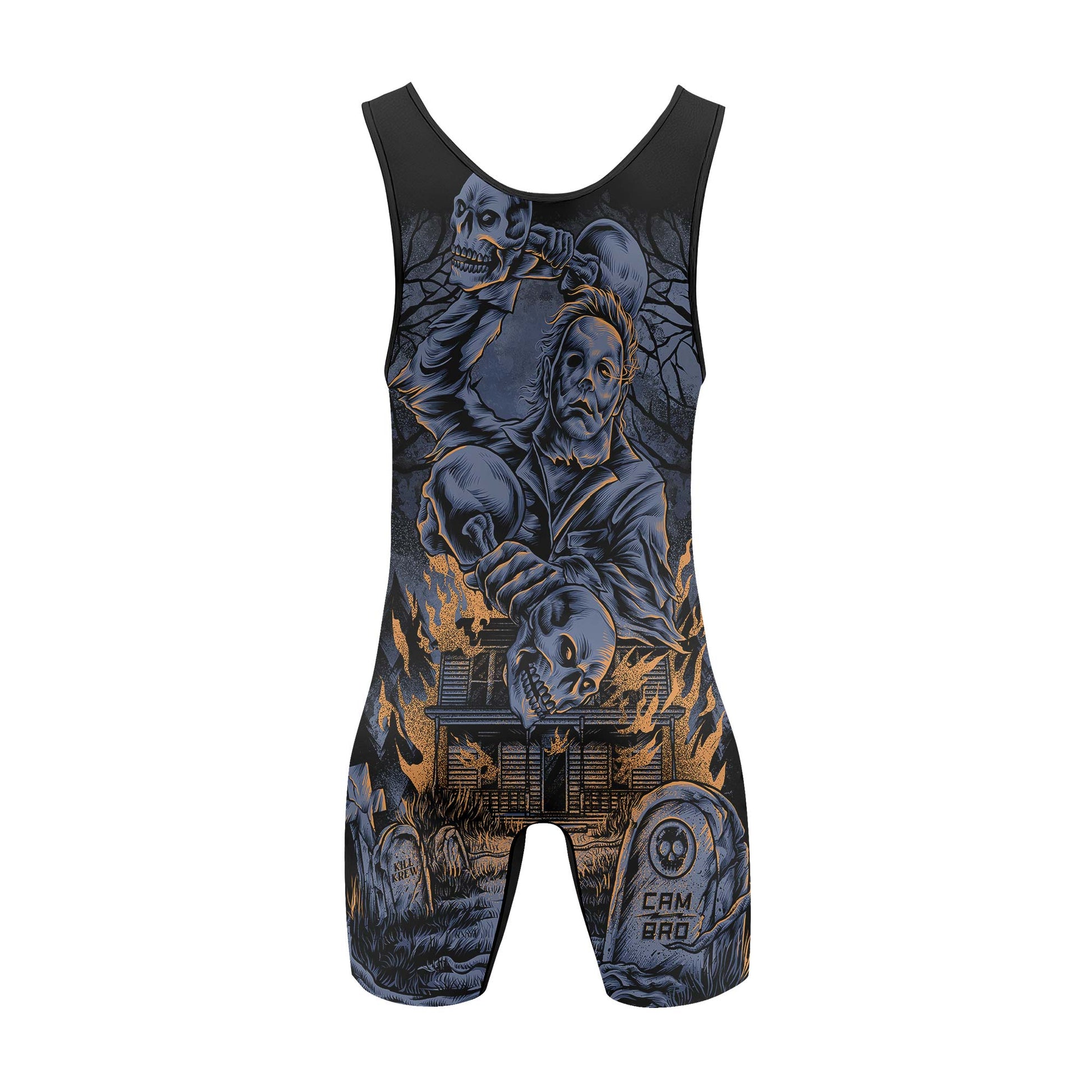 Michael Myer Skull Dumbbell Wrestling Singlet