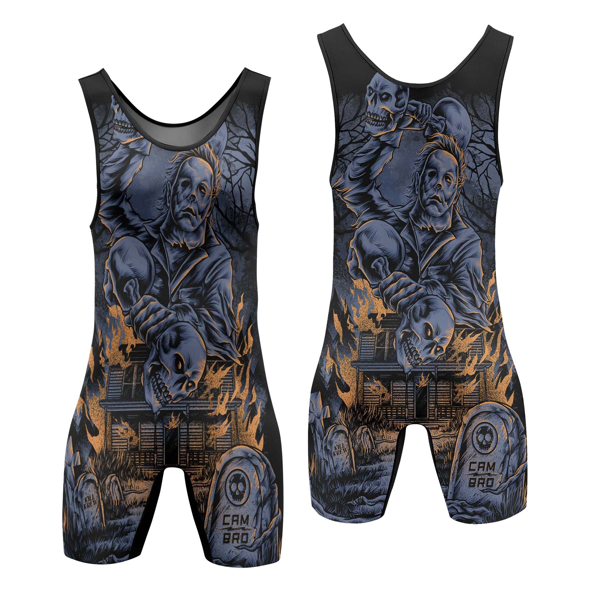 Michael Myer Skull Dumbbell Wrestling Singlet