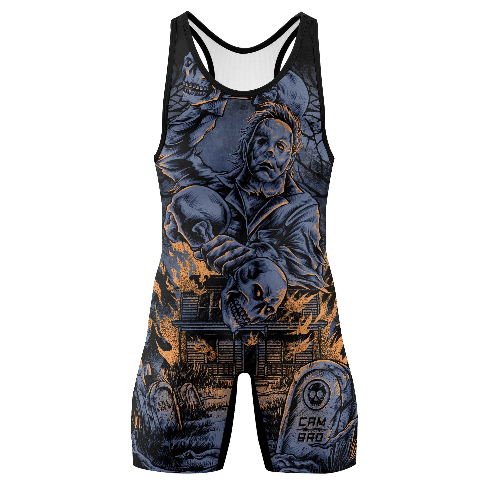 Michael Myer Skull Dumbbell Wrestling Singlet