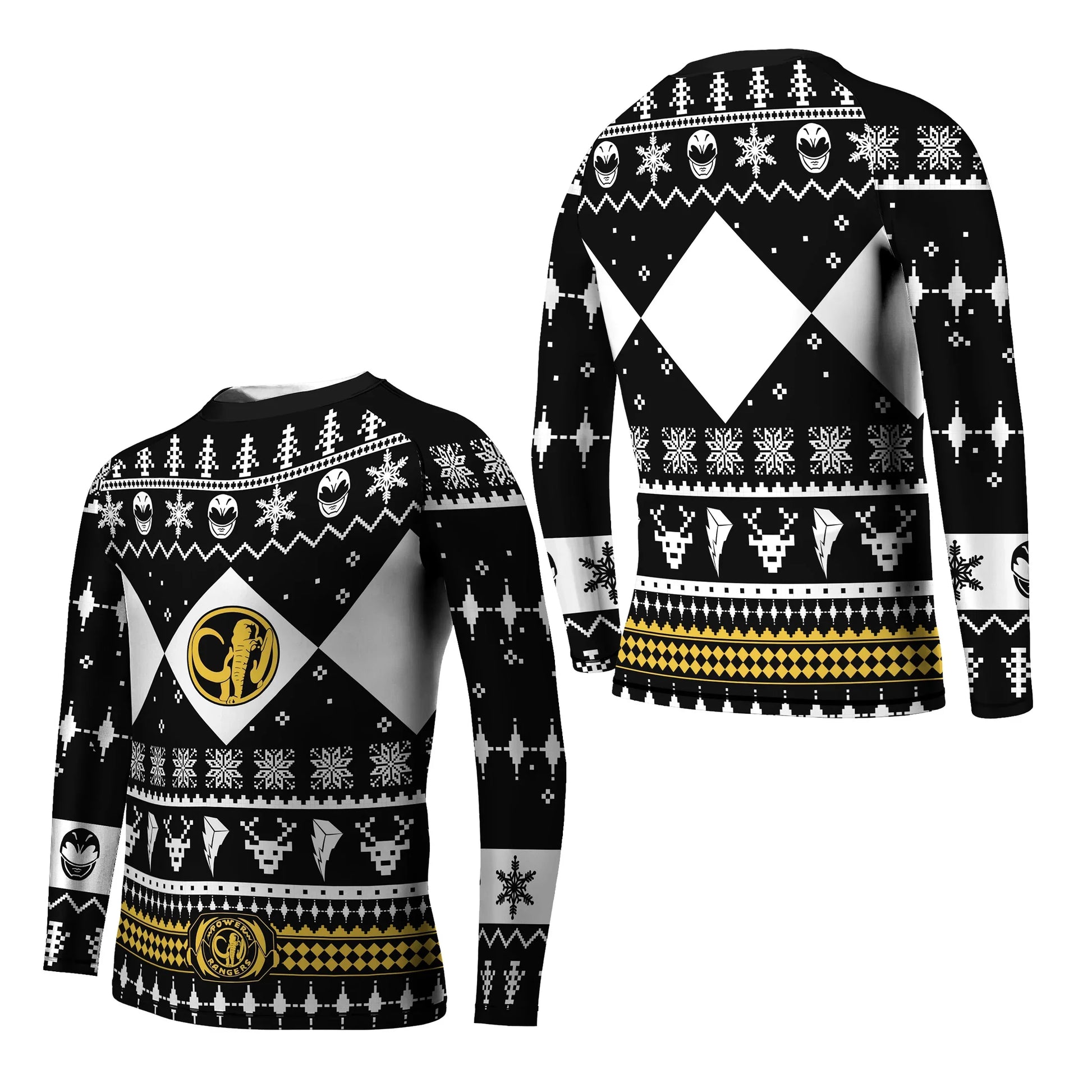 Mighty Morphin Black Ranger Christmas Kids Rash Guard