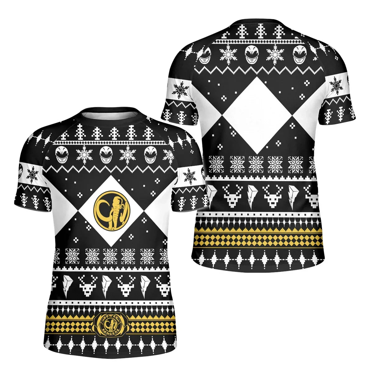 Mighty Morphin Black Ranger Christmas Kids Rash Guard