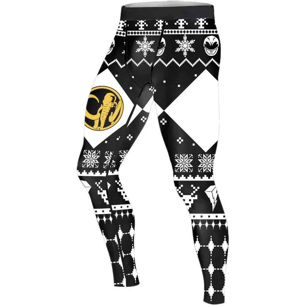 Mighty Morphin Black Ranger Christmas Men's Compression Leggings