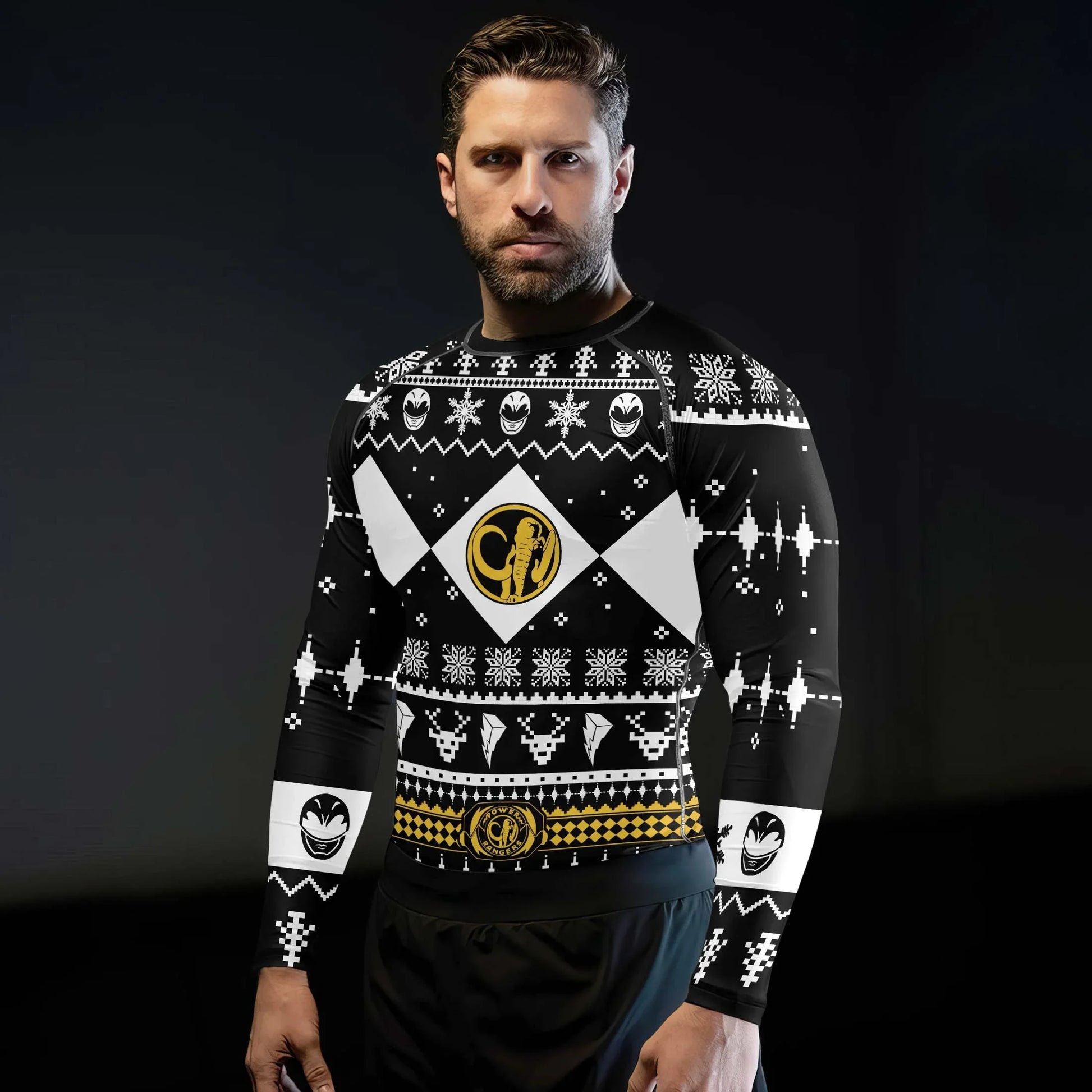 Mighty Morphin Black Ranger Christmas Rash Guard