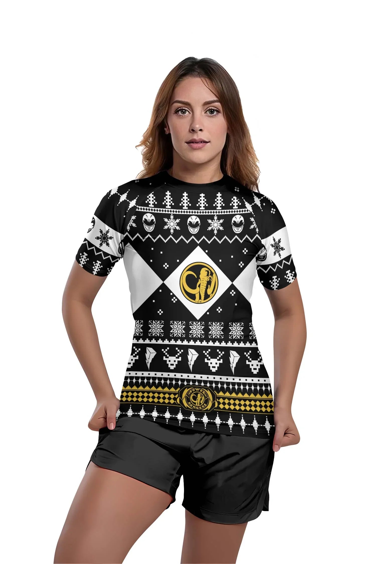 Mighty Morphin Black Ranger Christmas Rash Guard