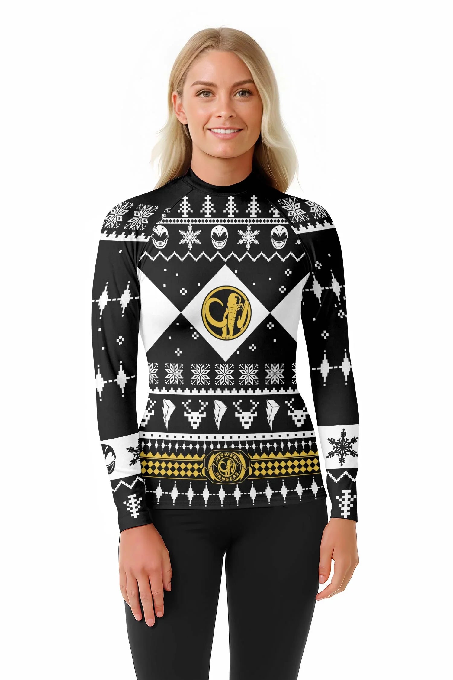 Mighty Morphin Black Ranger Christmas Rash Guard