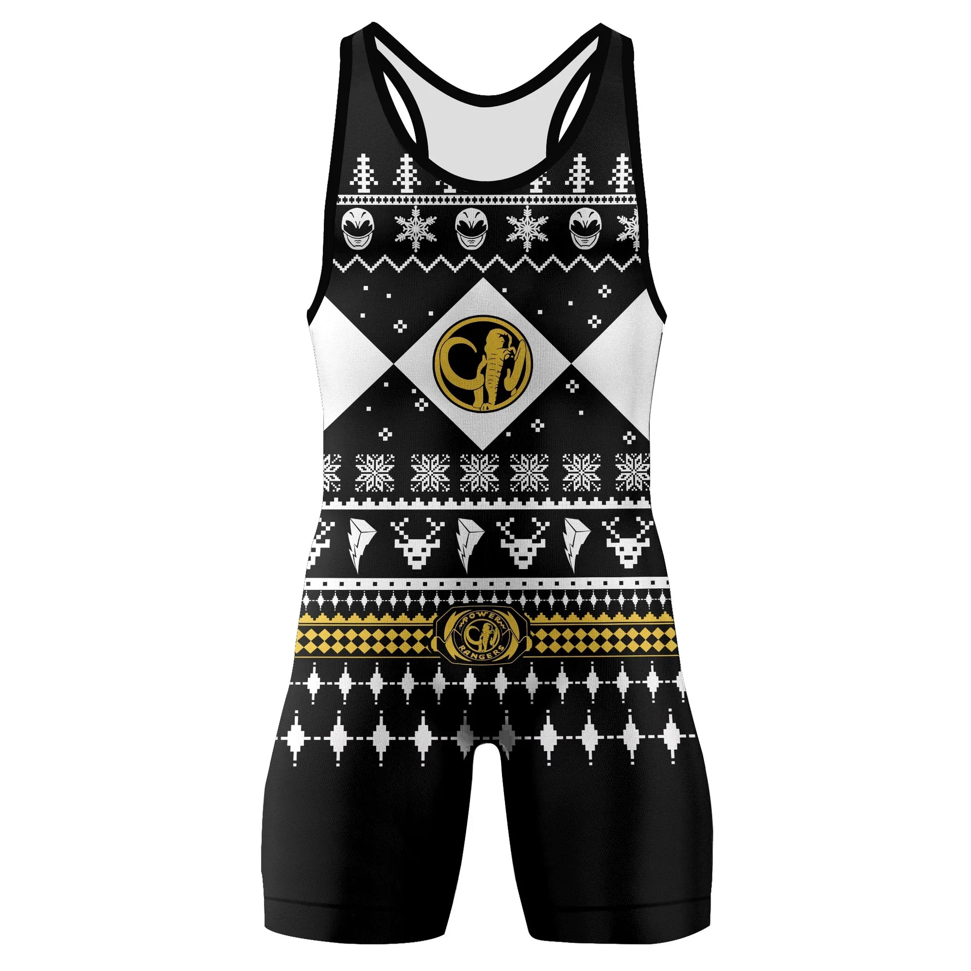Mighty Morphin Black Ranger Christmas Wrestling Singlet