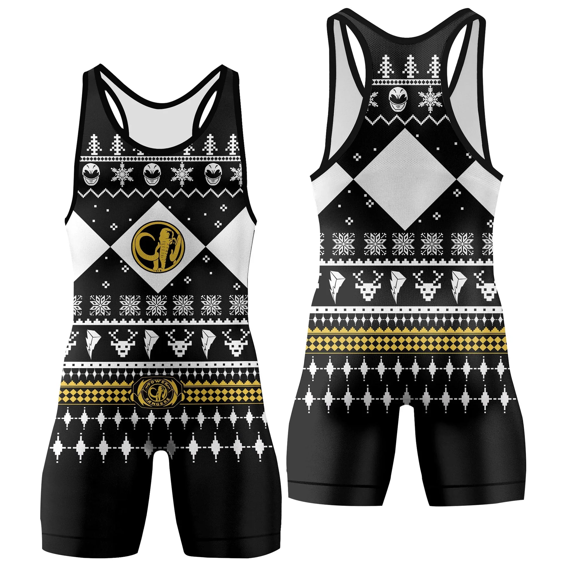 Mighty Morphin Black Ranger Christmas Wrestling Singlet
